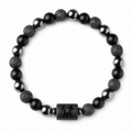 Bracelet signe astrologique Gémeaux — lave, hématite et onyx | Source Sacrée