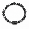 Bracelet signe astrologique Lion — lave, hématite et onyx | Source Sacrée