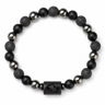 Bracelet signe astrologique Poissons — lave, hématite et onyx | Source Sacrée