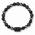 Bracelet signe astrologique Poissons — lave, hématite et onyx | Source Sacrée