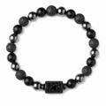 Bracelet signe astrologique Sagittaire — lave, hématite et onyx | Source Sacrée