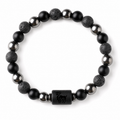 Bracelet signe astrologique Taureau — lave, hématite et onyx | Source Sacrée