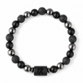 Bracelet signe astrologique Verseau — lave, hématite et onyx | Source Sacrée