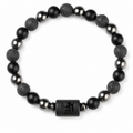 Bracelet signe astrologique Vierge — lave, hématite et onyx | Source Sacrée