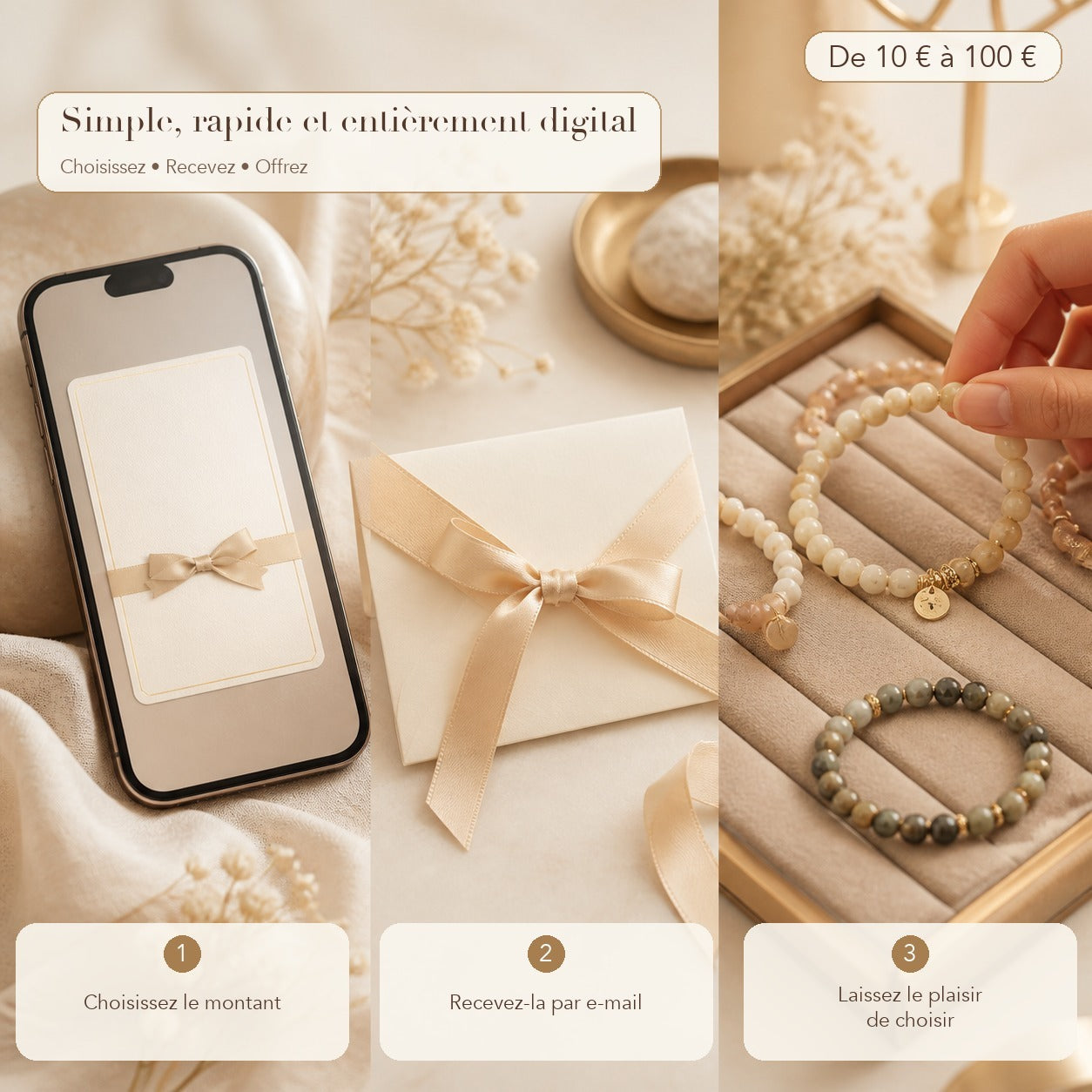 Fonctionnement en trois étapes de la carte cadeau Source Sacrée