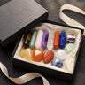 Coffret 14 Pierres Naturelles et Pointes de Cristal — 7 Chakras — cadeau