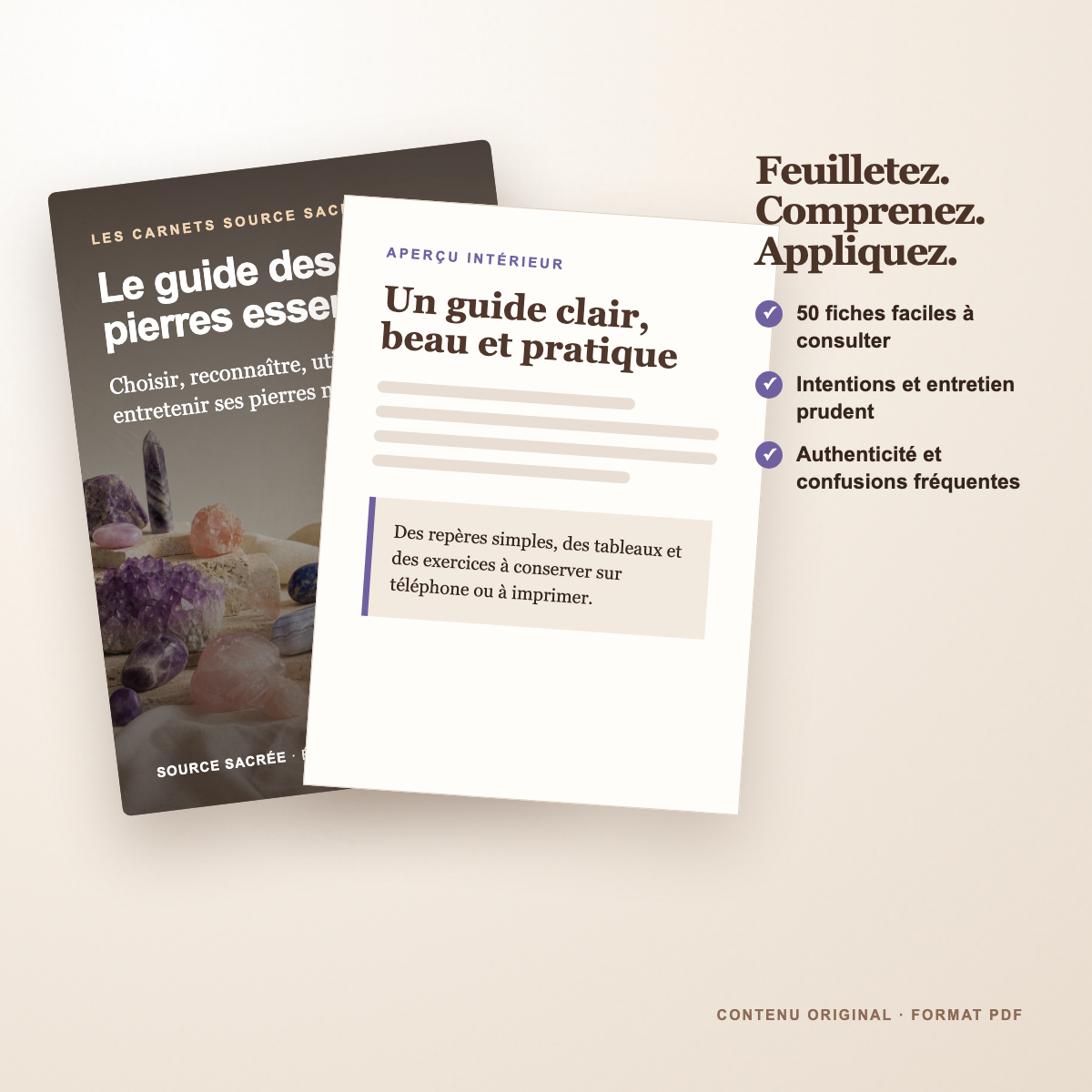 Aperçu des fiches du guide des pierres naturelles