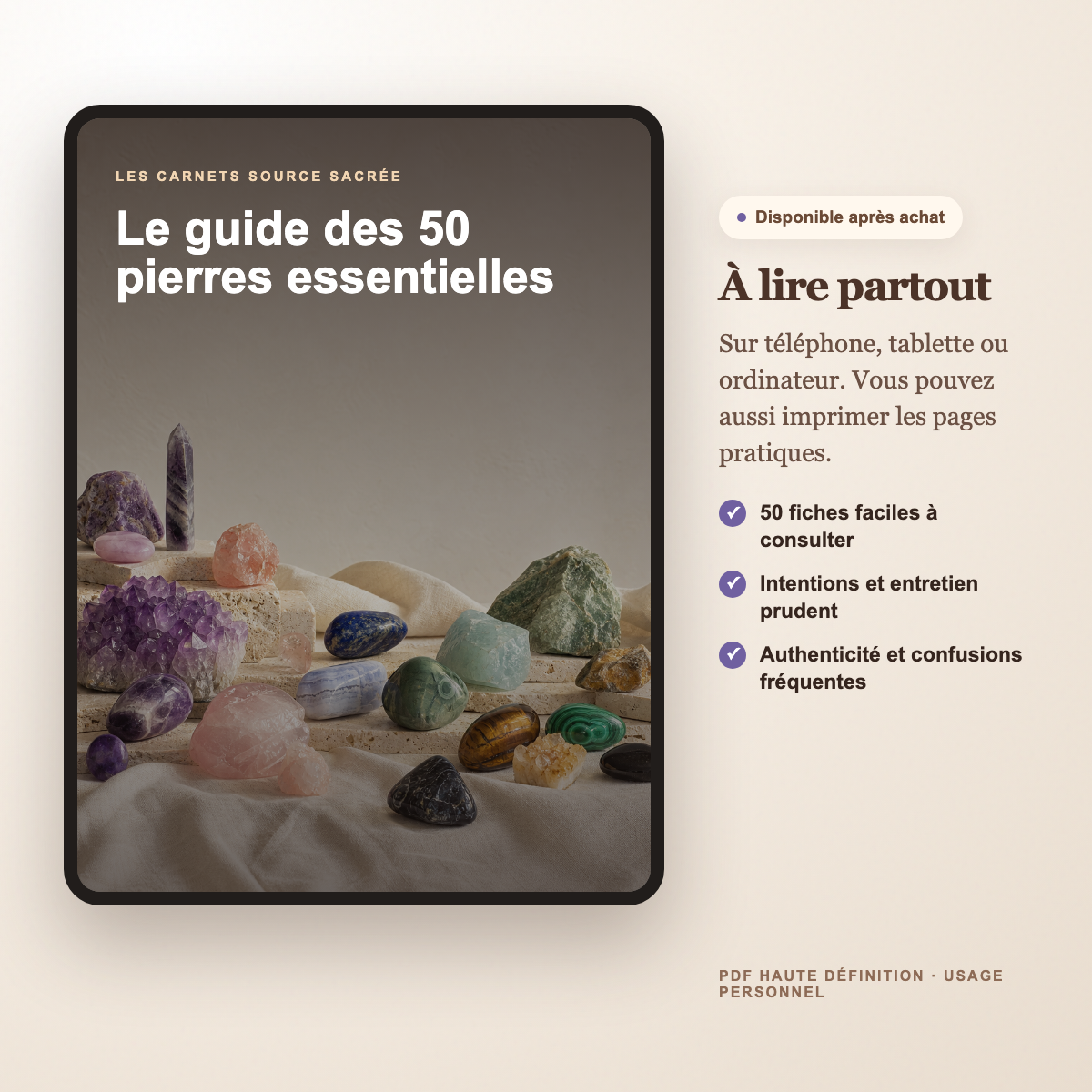 Guide des 50 pierres PDF à lire sur tablette et téléphone
