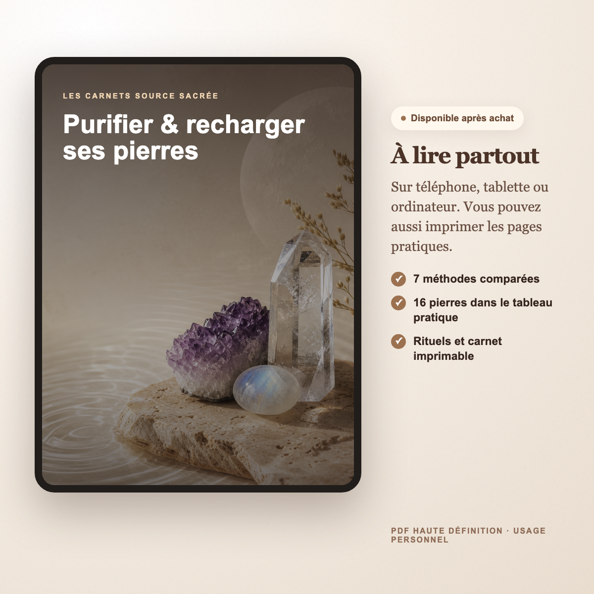 Guide PDF purification des pierres à lire sur tablette et téléphone