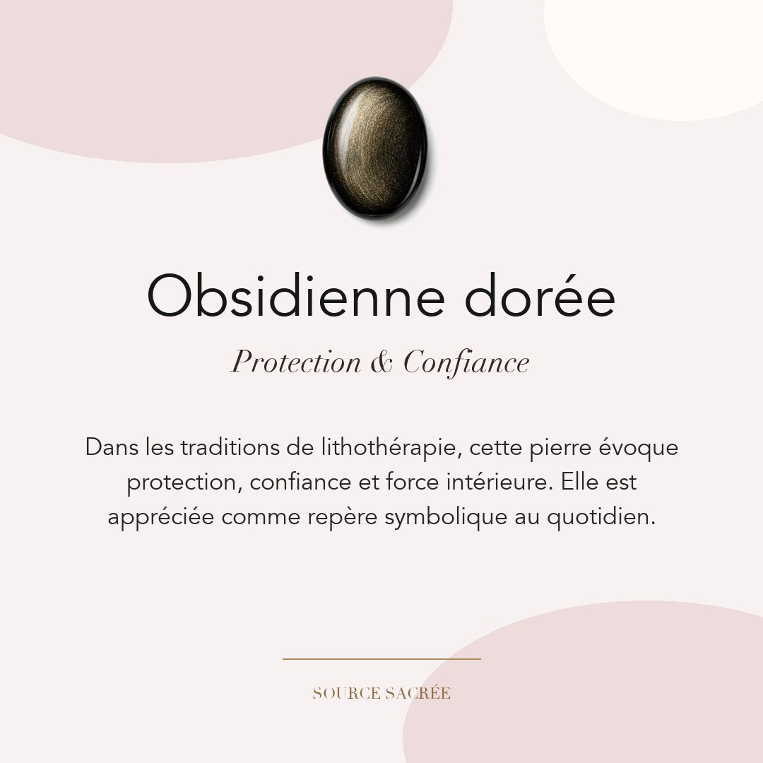 Obsidienne dorée : protection, confiance et force intérieure — symbolique traditionnelle
