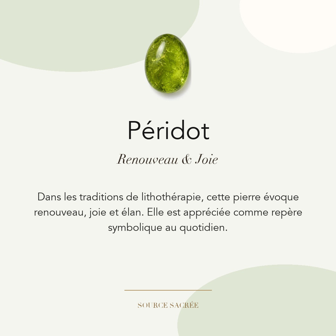 Péridot : renouveau, joie et élan — symbolique traditionnelle