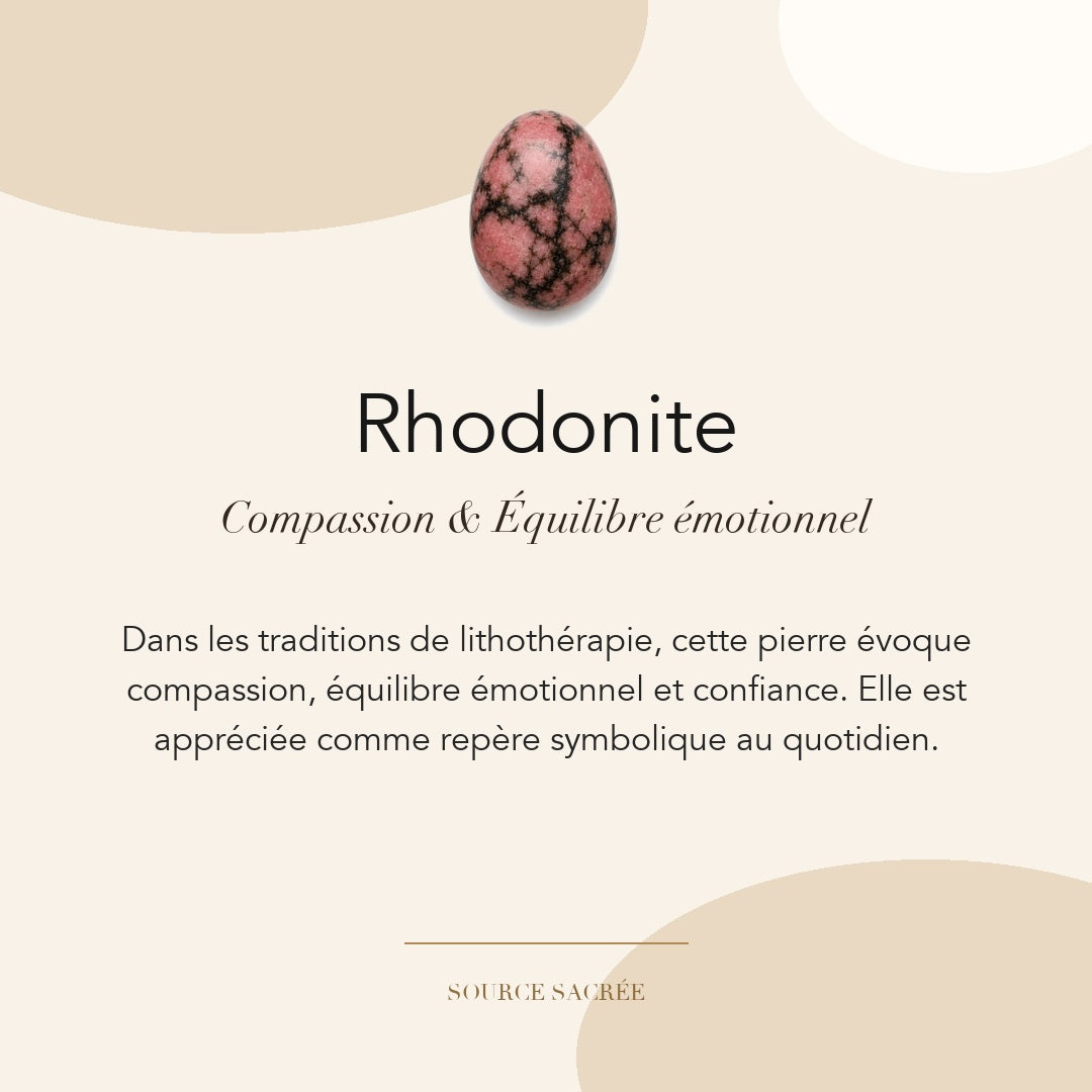 Rhodonite : compassion, équilibre émotionnel et confiance — symbolique traditionnelle