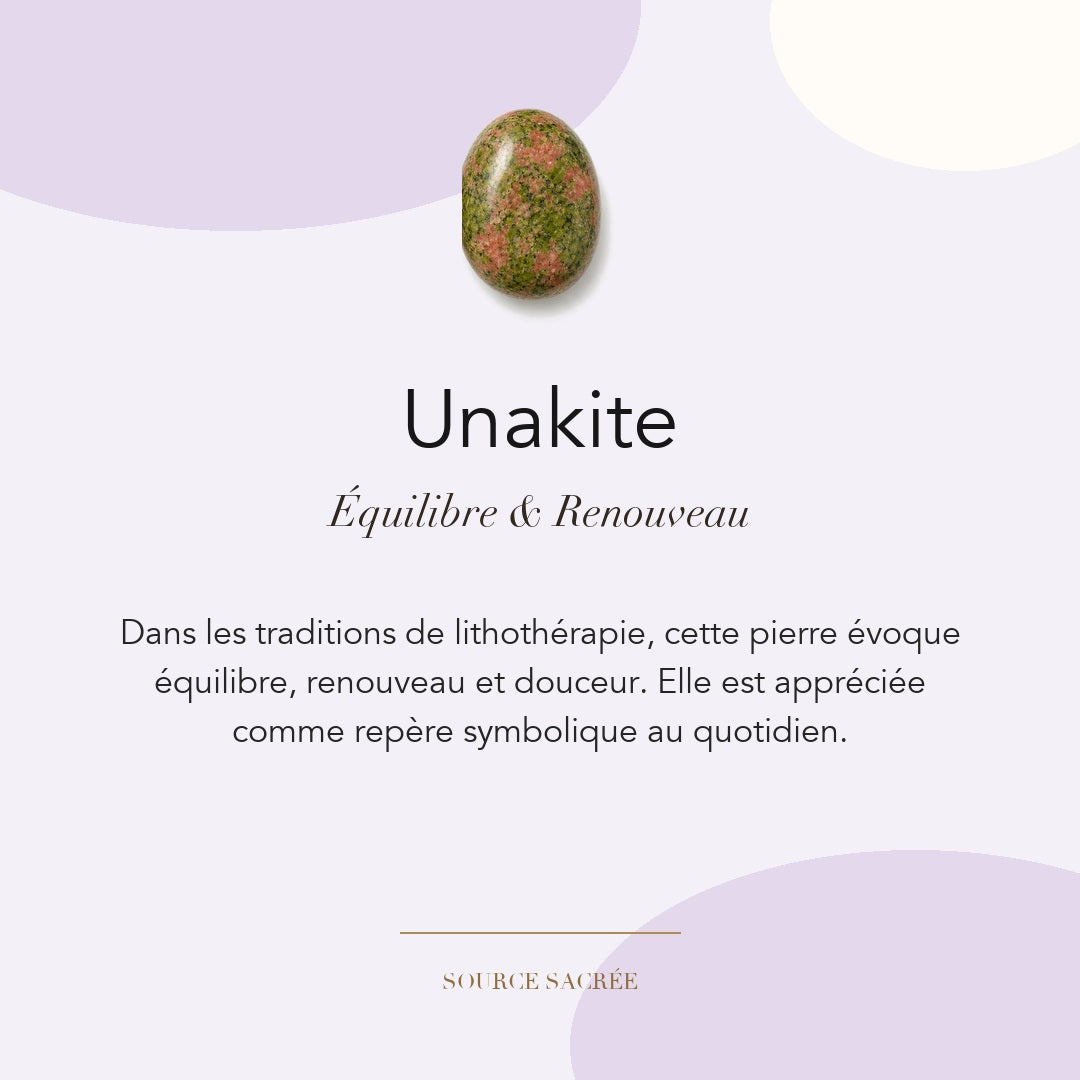 Unakite : équilibre, renouveau et douceur — symbolique traditionnelle