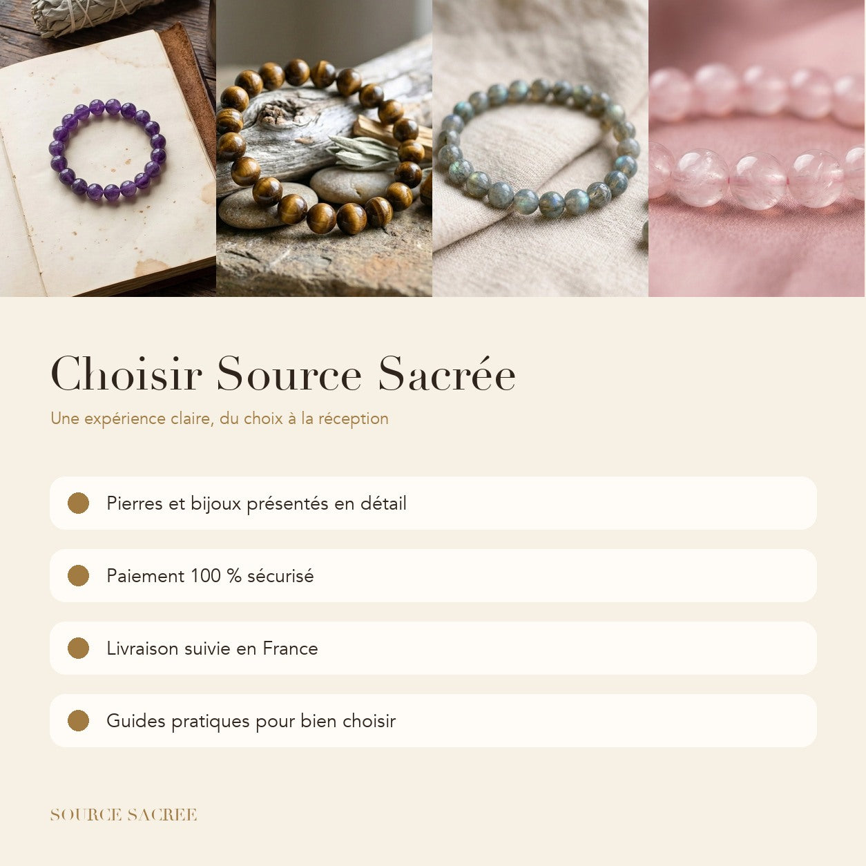 Pourquoi choisir Source Sacrée : paiement sécurisé, livraison suivie et guides pratiques