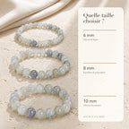 Bracelet Labradorite Blanche : comparaison des perles 6 mm, 8 mm et 10 mm