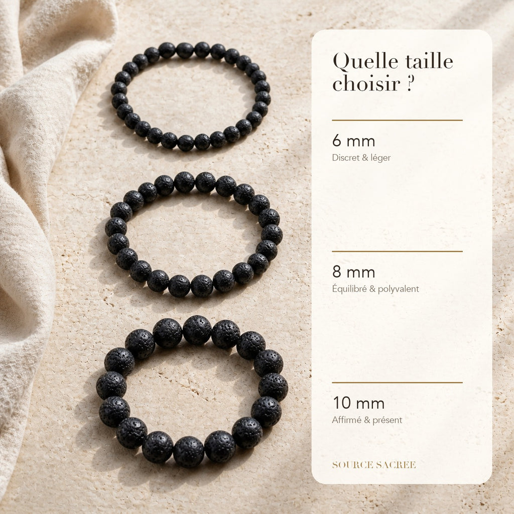 Bracelet Tourmaline Noire : comparaison des perles 6 mm, 8 mm et 10 mm