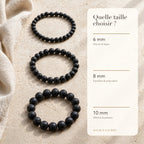 Bracelet Tourmaline Noire : comparaison des perles 6 mm, 8 mm et 10 mm