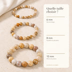 Bracelet Corail Fossile : comparaison des perles 6 mm, 8 mm et 10 mm