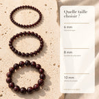 Bracelet Grenat : comparaison des perles 6 mm, 8 mm et 10 mm
