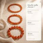 Bracelet Cornaline : comparaison des perles 6 mm, 8 mm et 10 mm