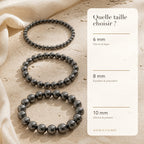 Bracelet Hématite : comparaison des perles 6 mm, 8 mm et 10 mm