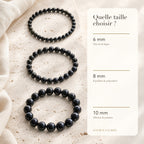 Bracelet Onyx Noir : comparaison des perles 6 mm, 8 mm et 10 mm